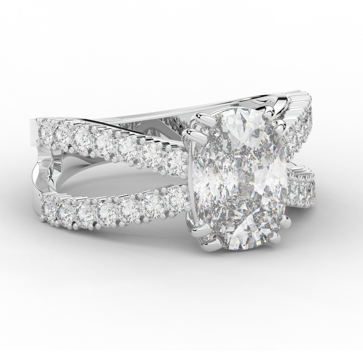 3.75CT.TW CUSHION LAB DIAMOND SPLIT BAND ENGAGEMENT RING - Nazarelle