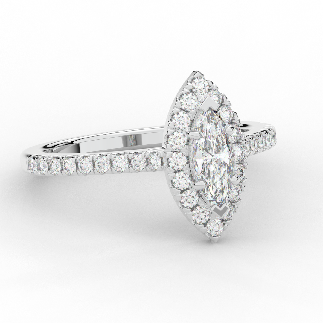 0.80CT.TW MARQUISE LAB DIAMOND HALO ENGAGEMENT RING - Nazarelle