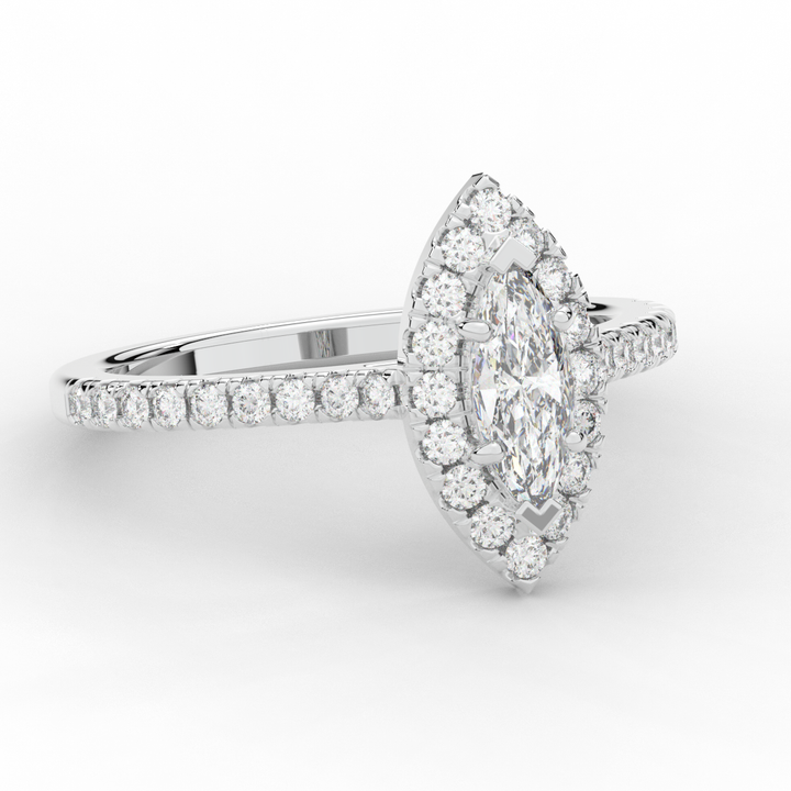 0.80CT.TW MARQUISE LAB DIAMOND HALO ENGAGEMENT RING - Nazarelle