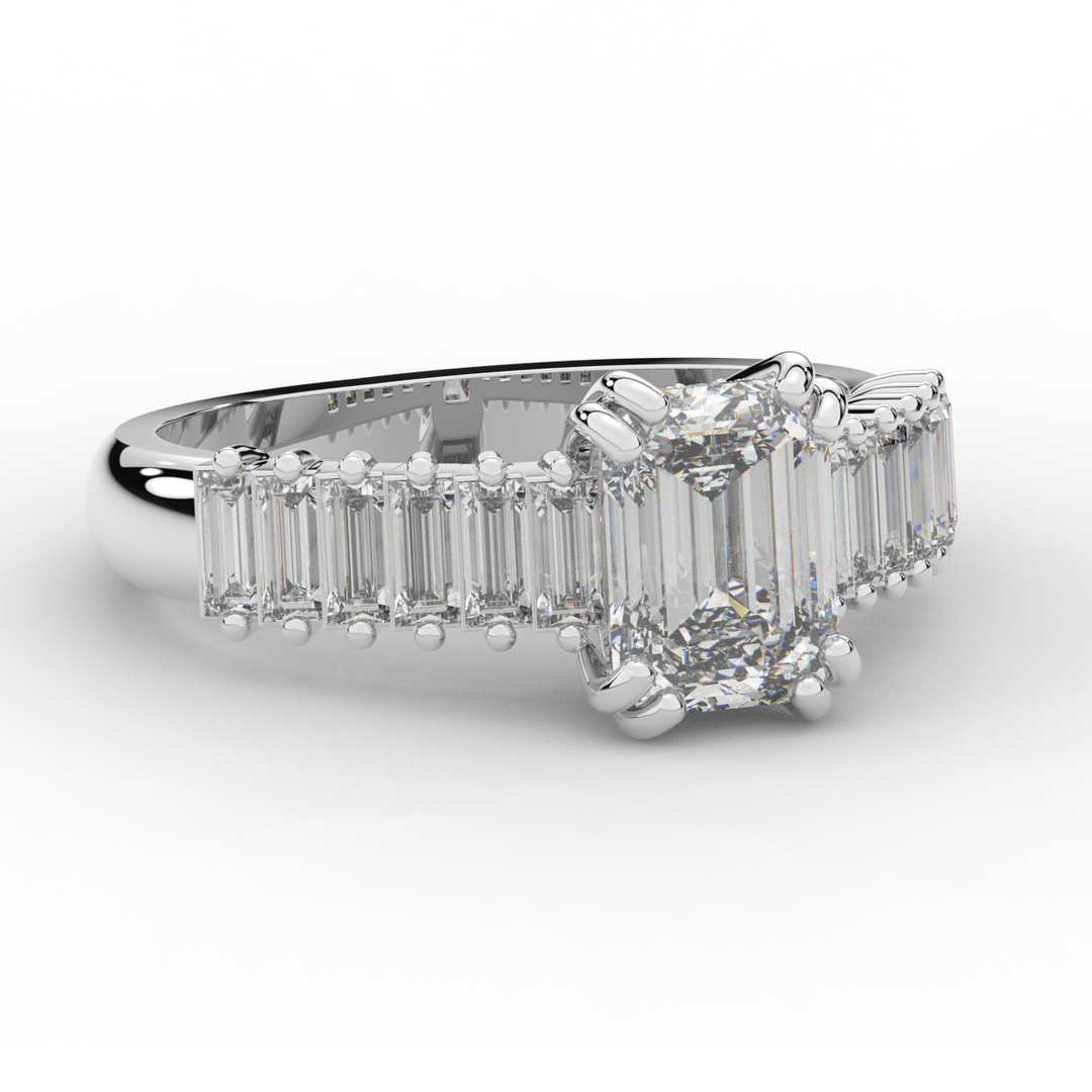 2.60CT.TW EMERALD CUT LAB DIAMOND ENGAGEMENT RING - Nazarelle