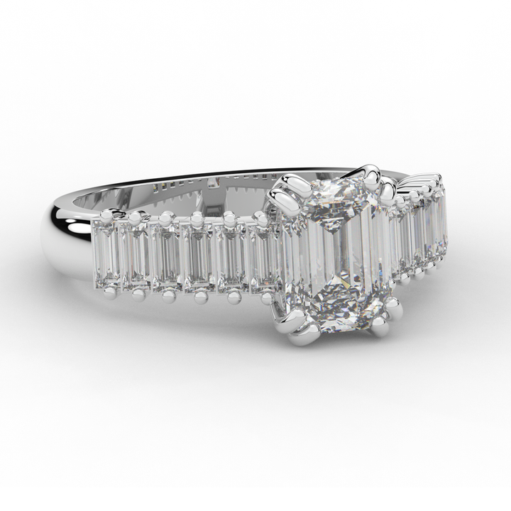 2.60CT.TW EMERALD CUT LAB DIAMOND ENGAGEMENT RING - Nazarelle
