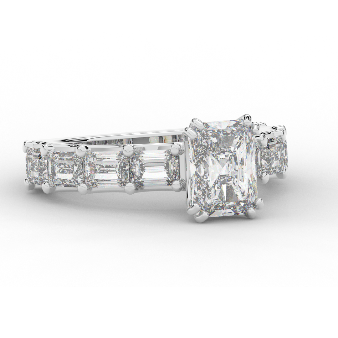 3.75CT.TW RADIANT LAB DIAMOND SOLITAIRE ENGAGEMENT RING - Nazarelle