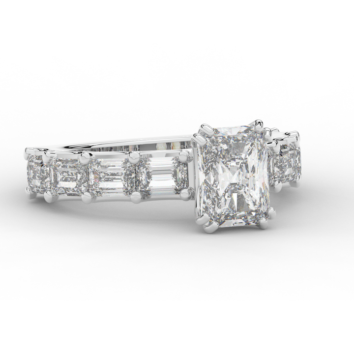 3.75CT.TW RADIANT LAB DIAMOND SOLITAIRE ENGAGEMENT RING - Nazarelle