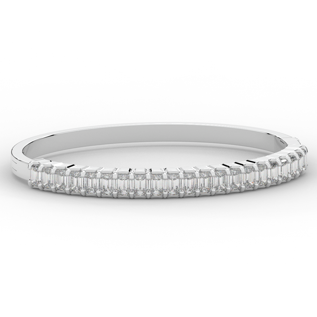 6.50CT.TW EMERALD CUT LAB DIAMOND BANGLE - Nazarelle