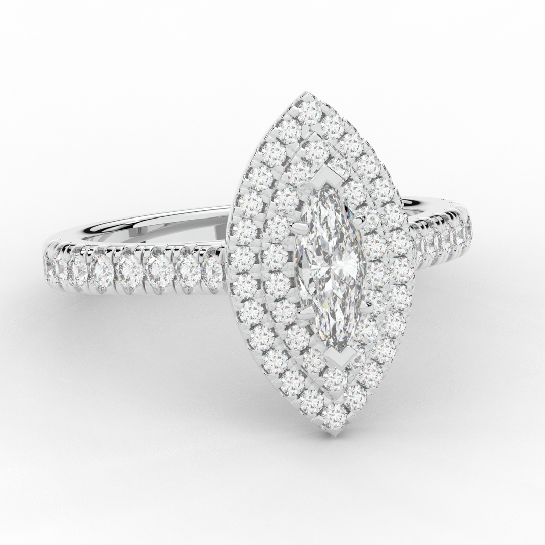 1.00CT.TW MARQUISE LAB DIAMOND HALO ENGAGEMENT RING - Nazarelle