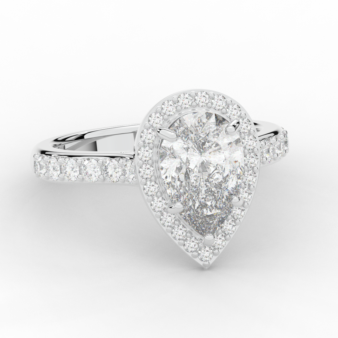 2.50CT.TW PEAR LAB DIAMOND HALO ENGAGEMENT RING - Nazarelle