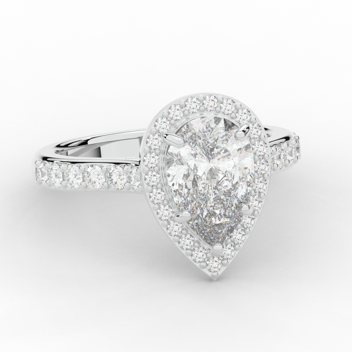 2.50CT.TW PEAR LAB DIAMOND HALO ENGAGEMENT RING - Nazarelle
