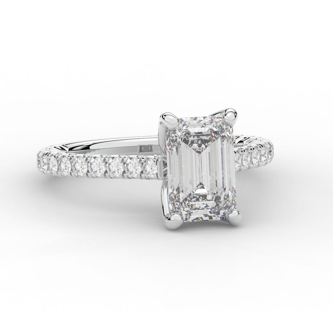 2.70CT.TW EMERALD CUT LAB DIAMOND SOLITAIRE ENGAGEMENT RING - Nazarelle