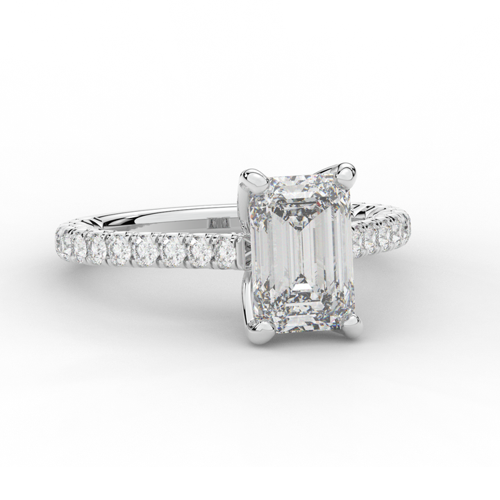 2.70CT.TW EMERALD CUT LAB DIAMOND SOLITAIRE ENGAGEMENT RING - Nazarelle