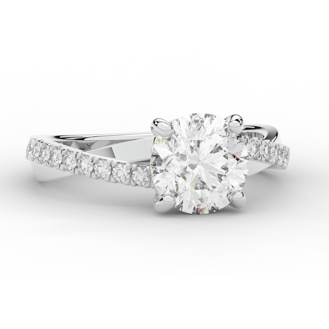 2.20CT.TW ROUND LAB DIAMOND TWISTBAND ENGAGEMENT RING - Nazarelle