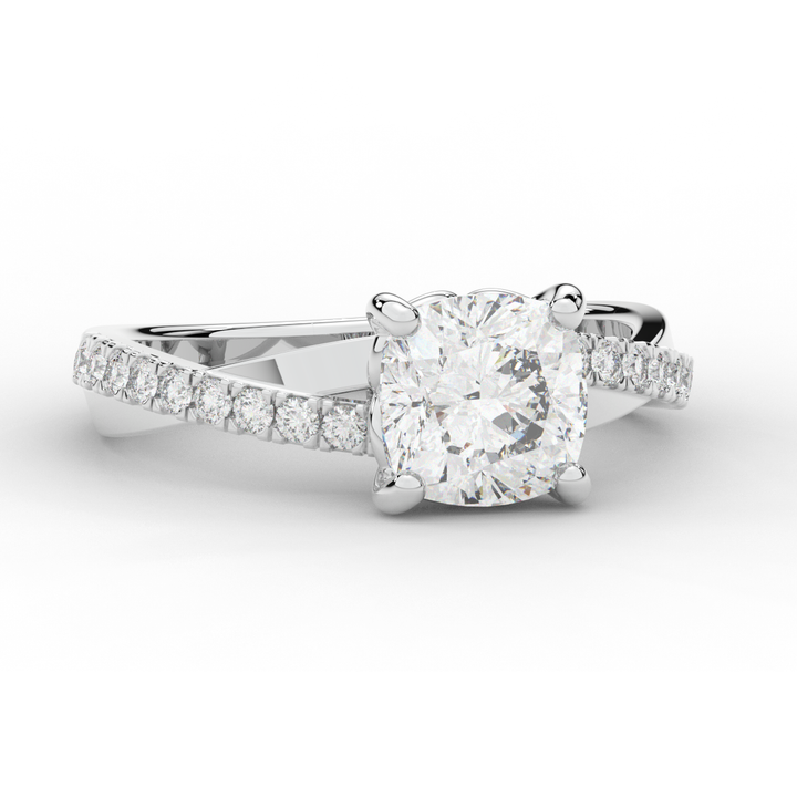 2.20CT.TW CUSHION LAB DIAMOND TWISTBAND ENGAGEMENT RING - Nazarelle