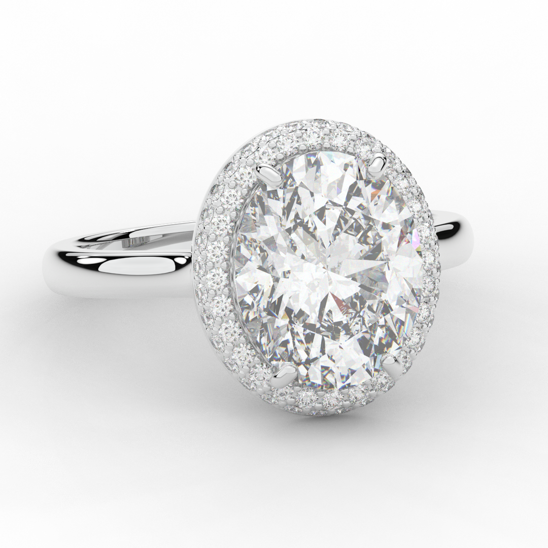 4.40CT.TW OVAL LAB DIAMOND HALO ENGAGEMENT RING - Nazarelle