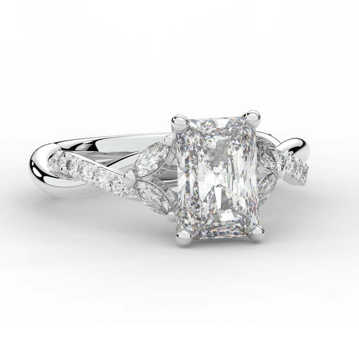 2.40CT.TW RADIANT LAB DIAMOND TWIST BAND ENGAGEMENT RING - Nazarelle