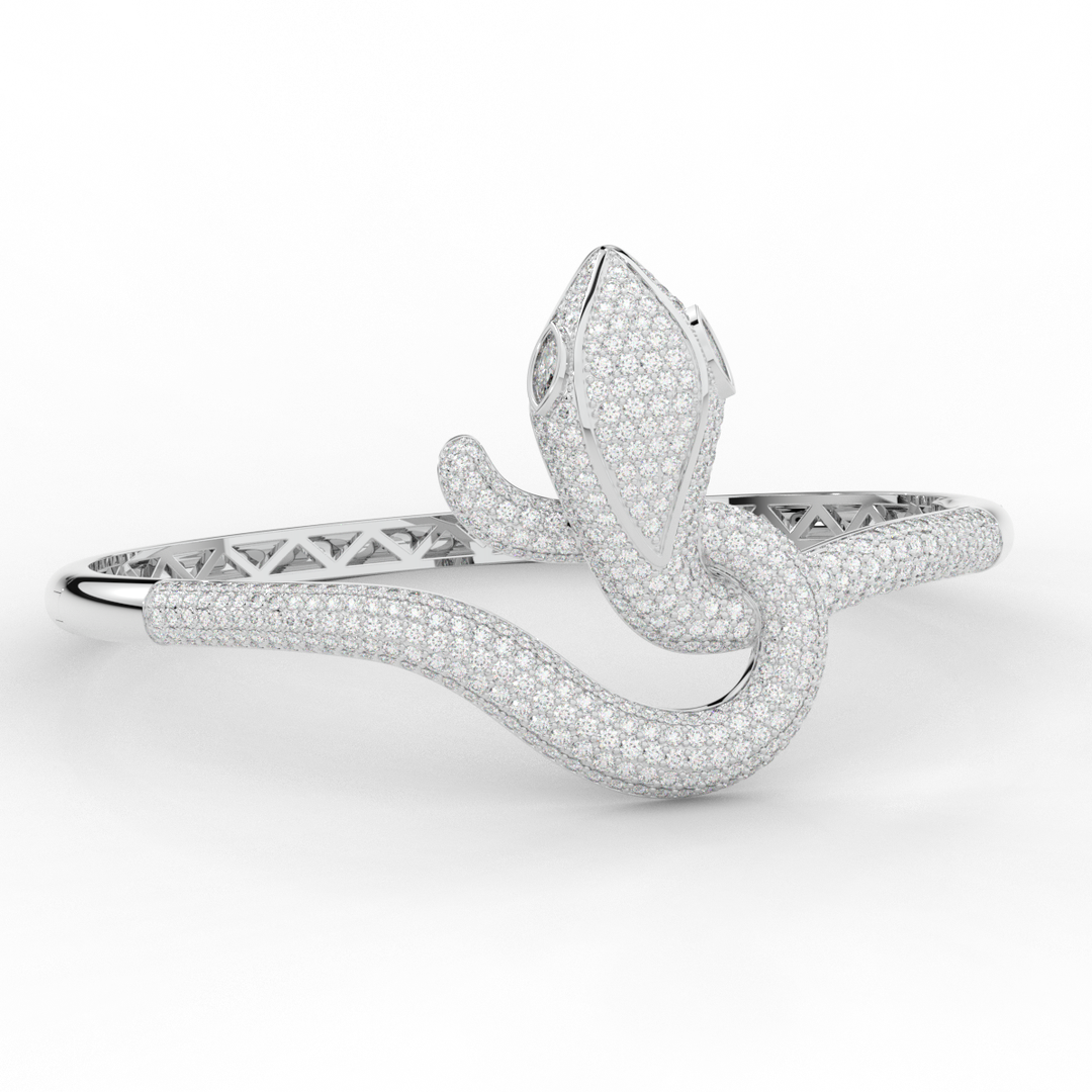 4.90CT.TW ROUND AND PEAR LAB DIAMOND SNAKE BANGLE - Nazarelle