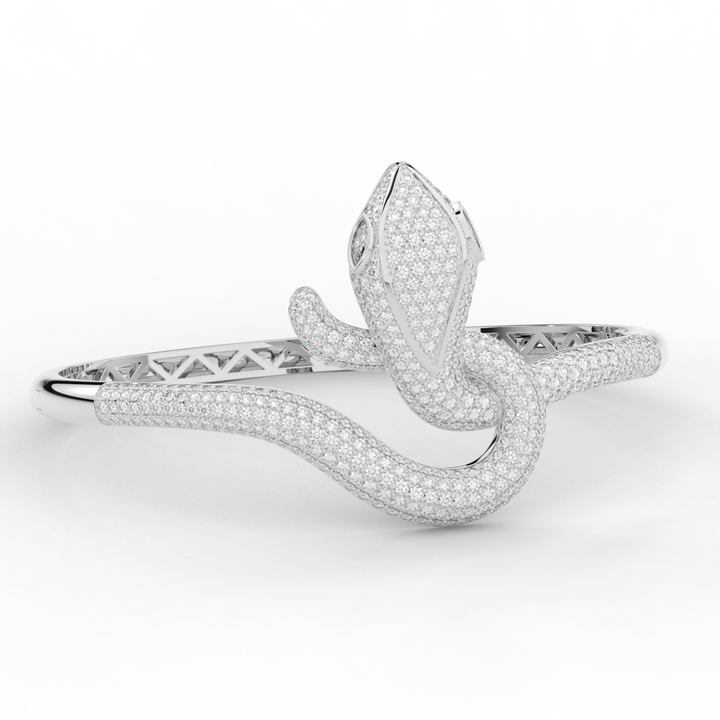 4.90CT.TW ROUND AND PEAR LAB DIAMOND SNAKE BANGLE - Nazarelle