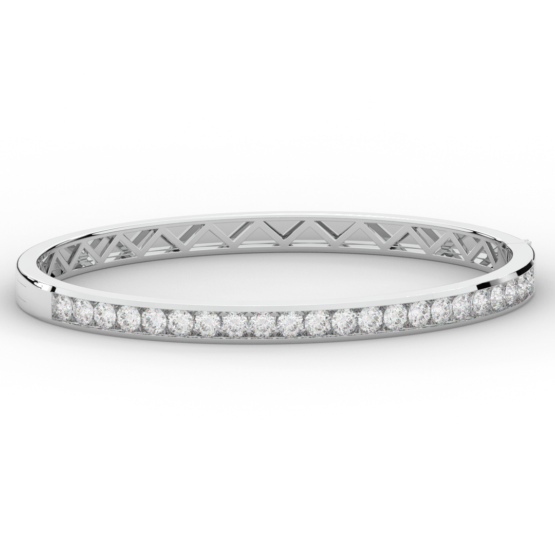2.75CT.TW ROUND LAB CHANNEL SET DIAMOND BANGLE - Nazarelle