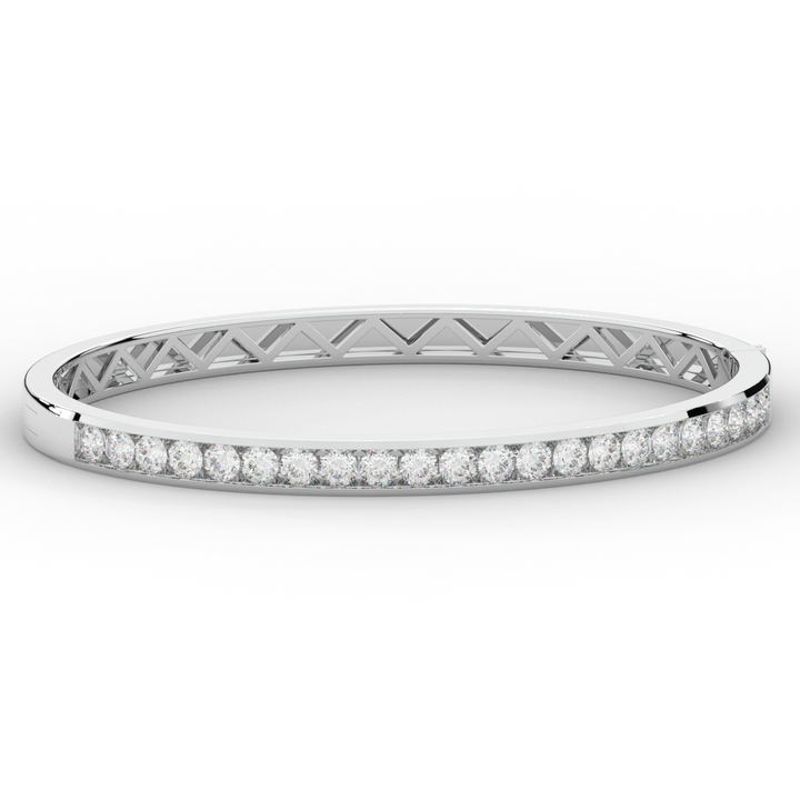2.75CT.TW ROUND LAB CHANNEL SET DIAMOND BANGLE - Nazarelle