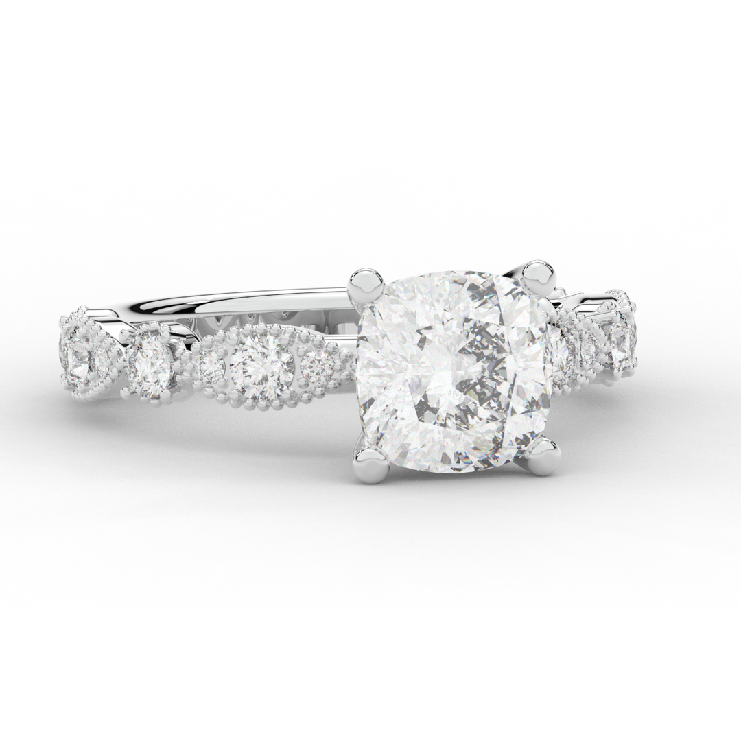 2.50CT.TW CUSHION LAB DIAMOND SOLITAIRE ENGAGEMENT RING - Nazarelle