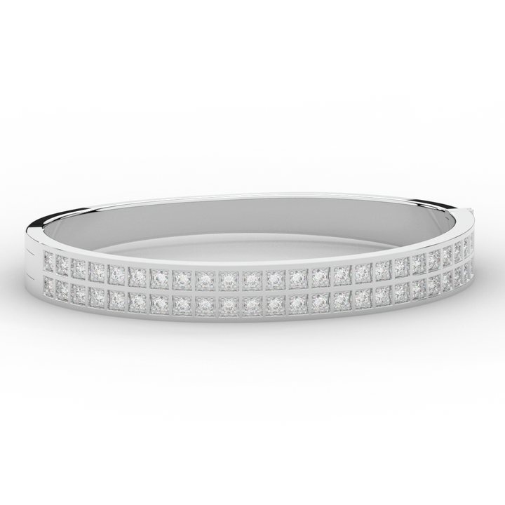 2.00CT.TW ROUND LAB TWO ROW DIAMOND BANGLE - Nazarelle
