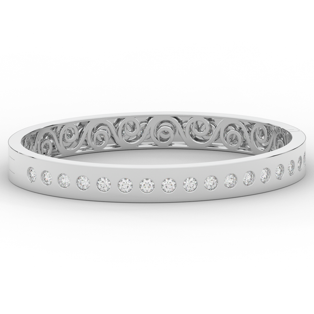 4.50CT.TW ROUND LAB DIAMOND ETERNITY BEZEL SET BANGLE - Nazarelle