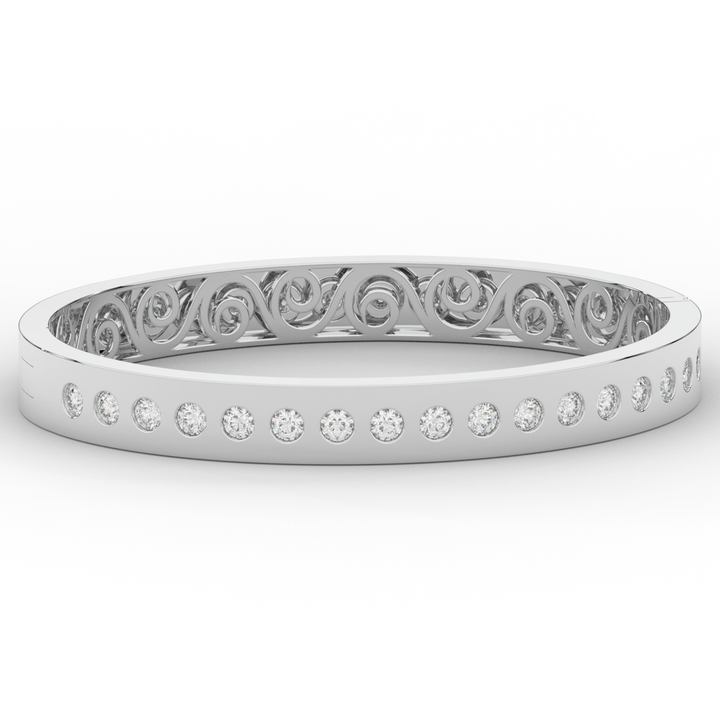 4.50CT.TW ROUND LAB DIAMOND ETERNITY BEZEL SET BANGLE - Nazarelle