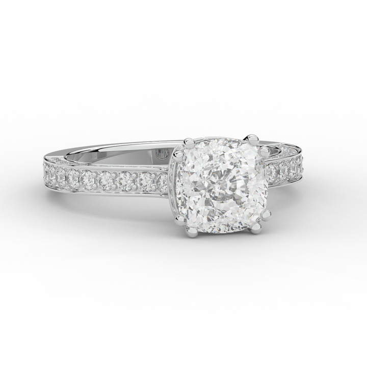 2.60CT.TW CUSHION LAB DIAMOND SOLITAIRE ENGAGEMENT RING - Nazarelle