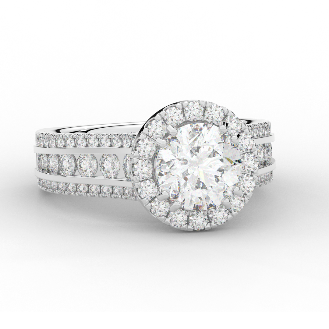 2.90CT.TW ROUND LAB DIAMOND HALO ENGAGEMENT RING - Nazarelle