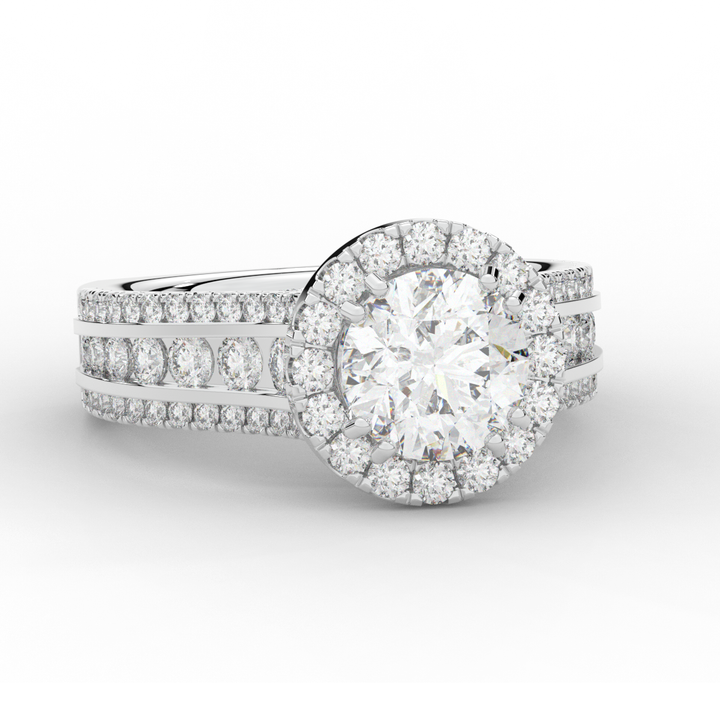 2.90CT.TW ROUND LAB DIAMOND HALO ENGAGEMENT RING - Nazarelle