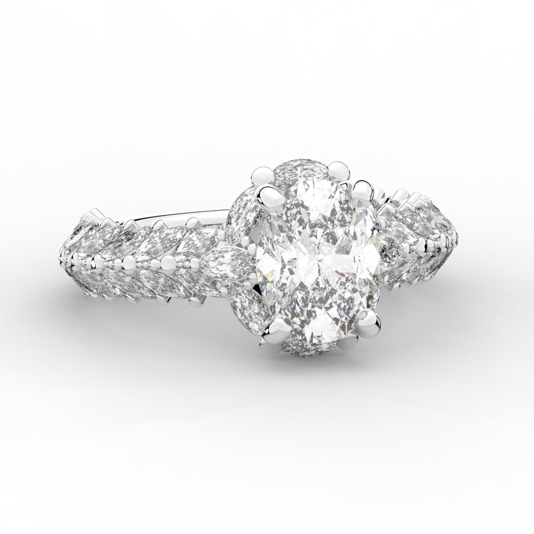 3.10CT.TW OVAL LAB DIAMOND HALO ENGAGEMENT RING - Nazarelle