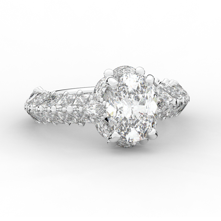 3.10CT.TW OVAL LAB DIAMOND HALO ENGAGEMENT RING - Nazarelle