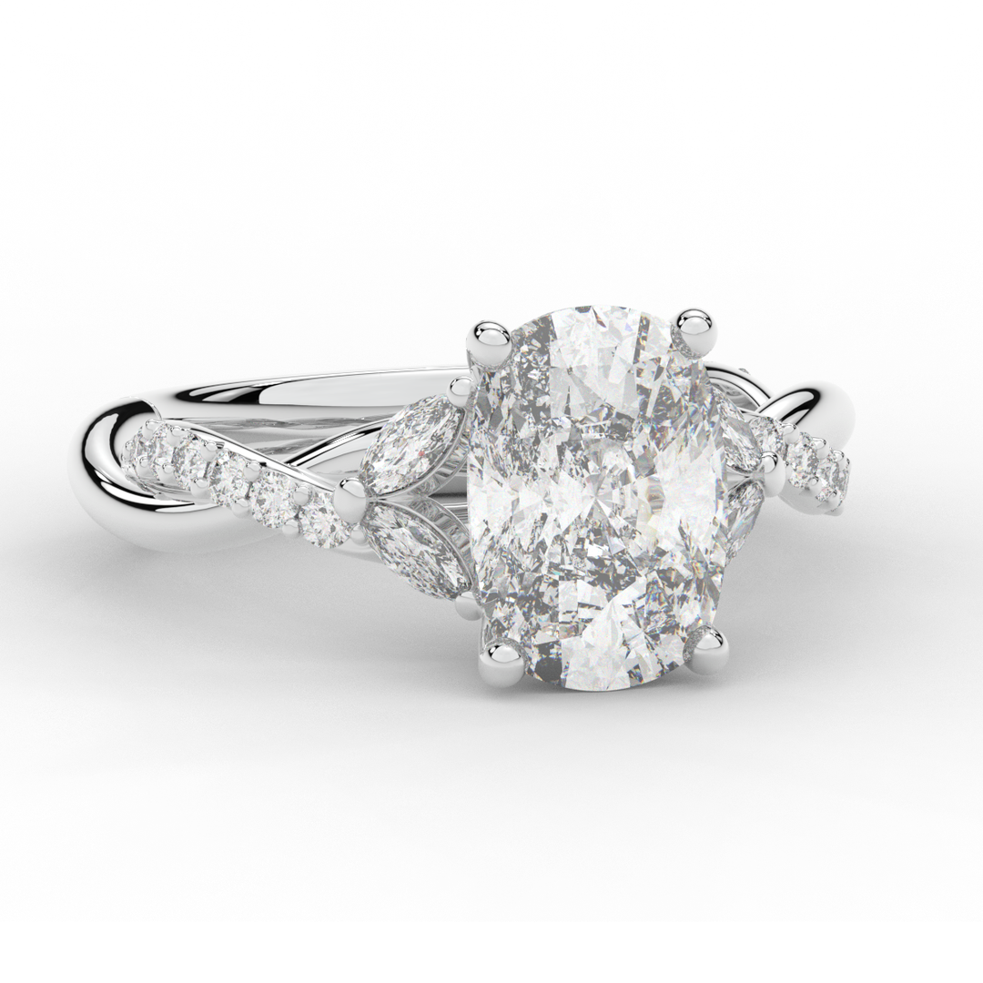 2.40CT.TW CUSHION LAB DIAMOND TWIST BAND ENGAGEMENT RING - Nazarelle
