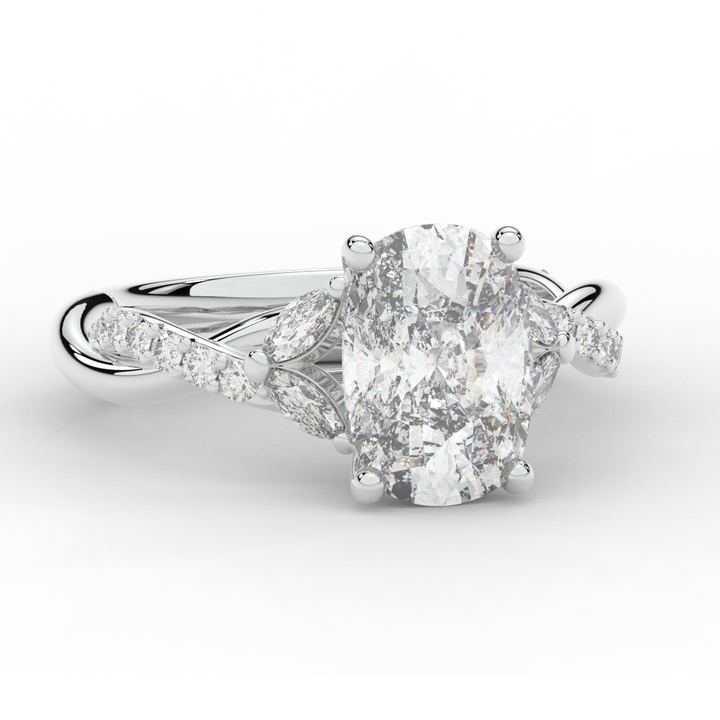 2.40CT.TW CUSHION LAB DIAMOND TWIST BAND ENGAGEMENT RING - Nazarelle