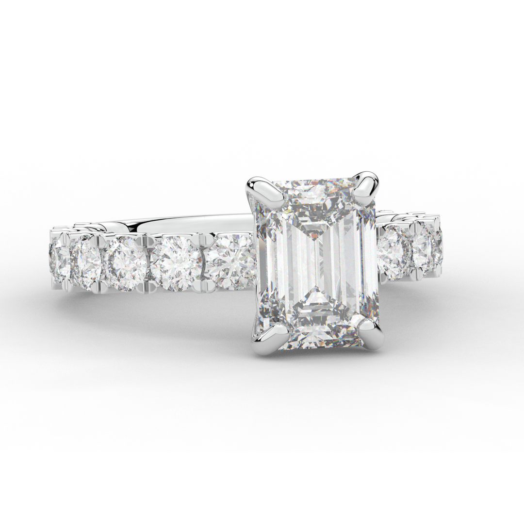 4.35CT.TW EMERALD CUT LAB DIAMOND ENGAGEMENT RING - Nazarelle