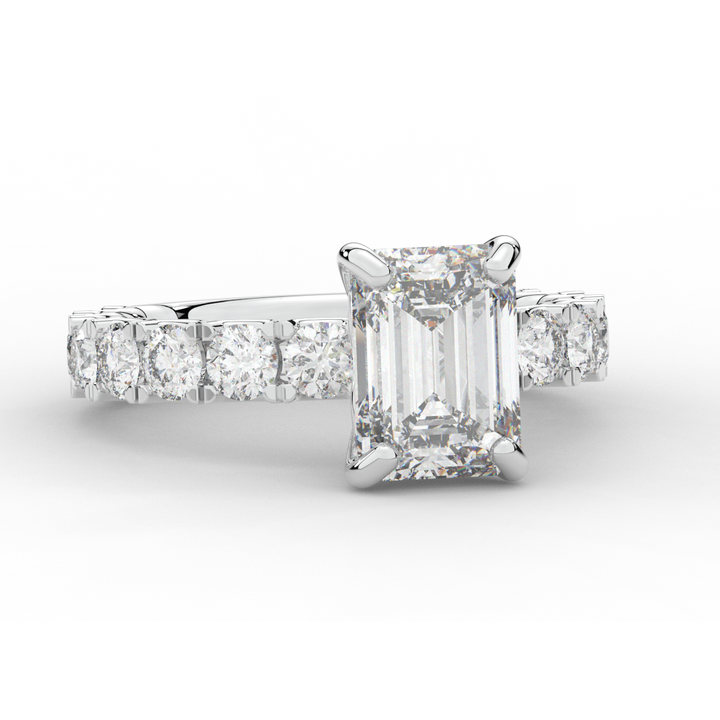 4.35CT.TW EMERALD CUT LAB DIAMOND ENGAGEMENT RING - Nazarelle