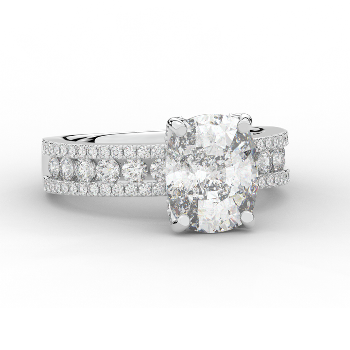 3.95CT.TW CUSHION LAB DIAMOND SOLITAIRE ENGAGEMENT RING - Nazarelle