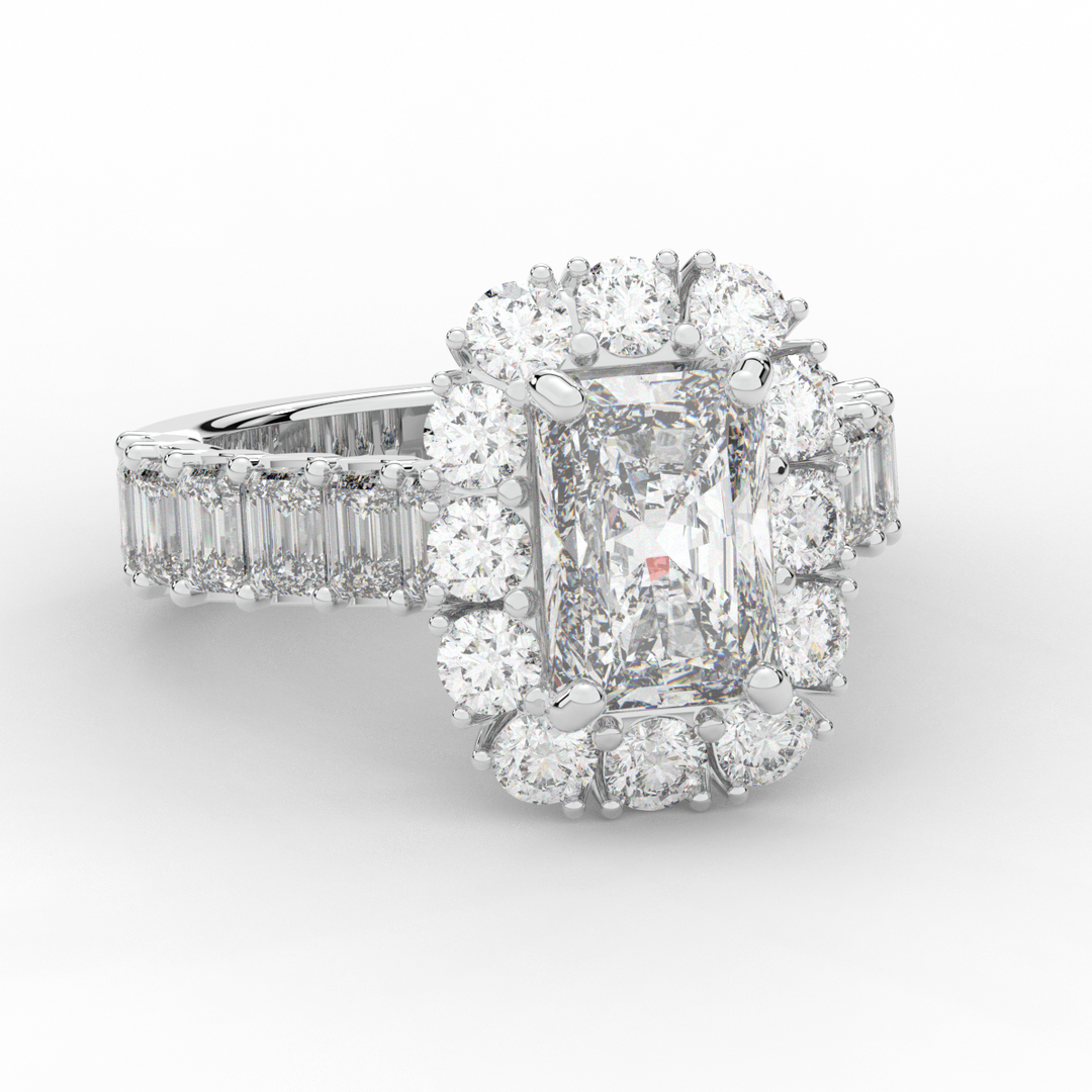 6.00CT.TW RADIANT LAB DIAMOND HALO ENGAGEMENT RING - Nazarelle