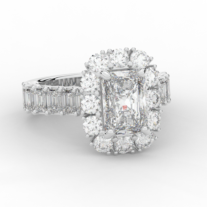 6.00CT.TW RADIANT LAB DIAMOND HALO ENGAGEMENT RING - Nazarelle