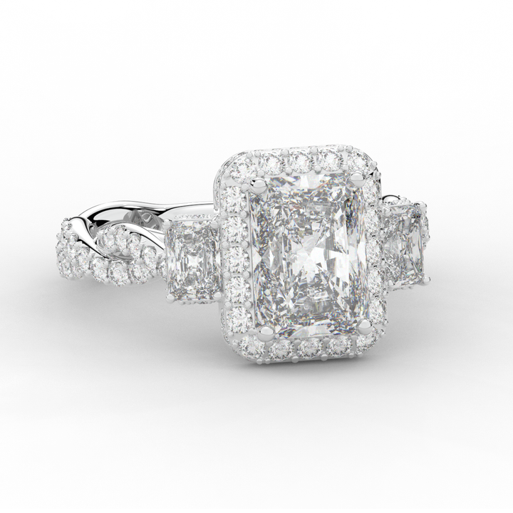 4.70CT.TW RADIANT LAB DIAMOND 3 STONE ENGAGEMENT RING - Nazarelle