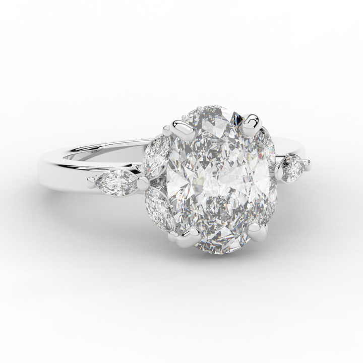 2.85CT.TW OVAL LAB DIAMOND ENGAGEMENT RING - Nazarelle
