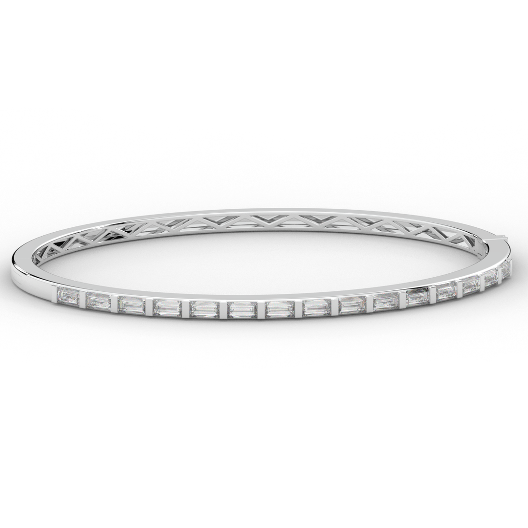 1.50CT.TW BAGUETTE LAB DIAMOND SHARED PRONG BANGLE - Nazarelle