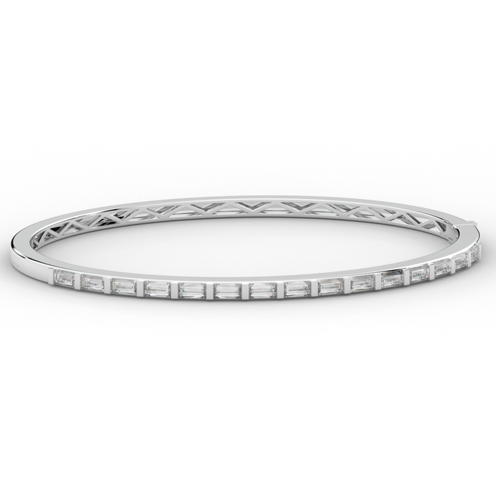 1.50CT.TW BAGUETTE LAB DIAMOND SHARED PRONG BANGLE - Nazarelle