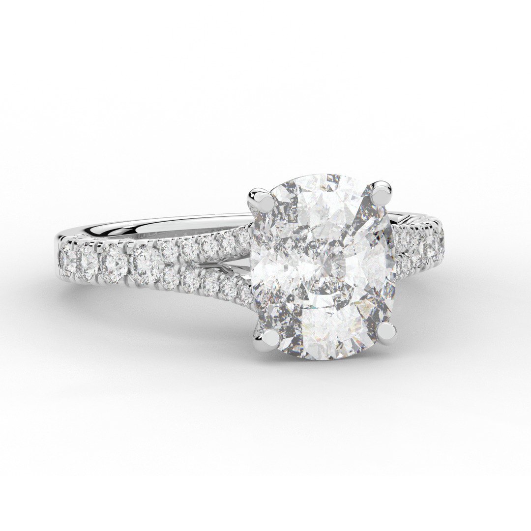 3.45CT.TW CUSHION LAB DIAMOND ENGAGEMENT RING - Nazarelle