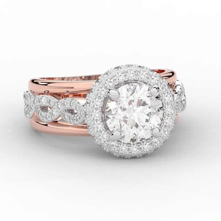 2.85CT.TW ROUND LAB DIAMOND HALO TWO TONE ENGAGEMENT RING - Nazarelle