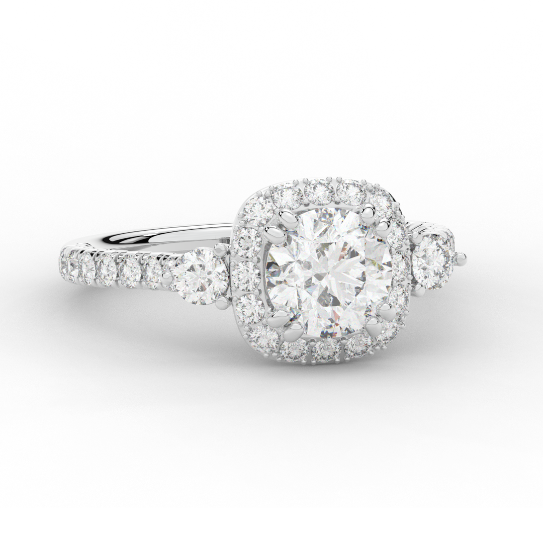 1.75CT.TW ROUND LAB DIAMOND HALO ENGAGEMENT RING - Nazarelle