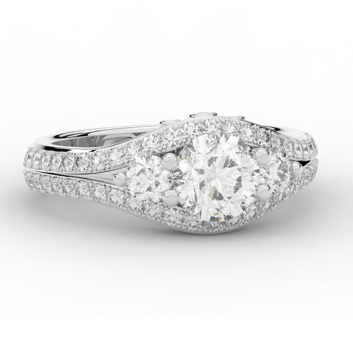 1.90CT.TW ROUND LAB DIAMOND THREE STONE ENGAGEMENT RING - Nazarelle