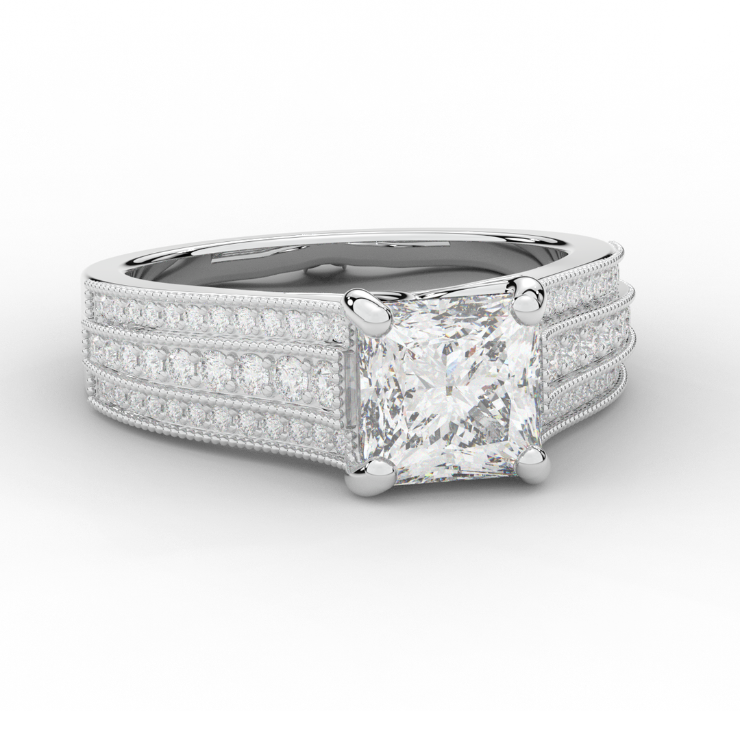 3.55CT.TW PRINCESS LAB DIAMOND ENGAGEMENT RING - Nazarelle