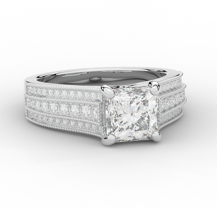 3.55CT.TW PRINCESS LAB DIAMOND ENGAGEMENT RING - Nazarelle
