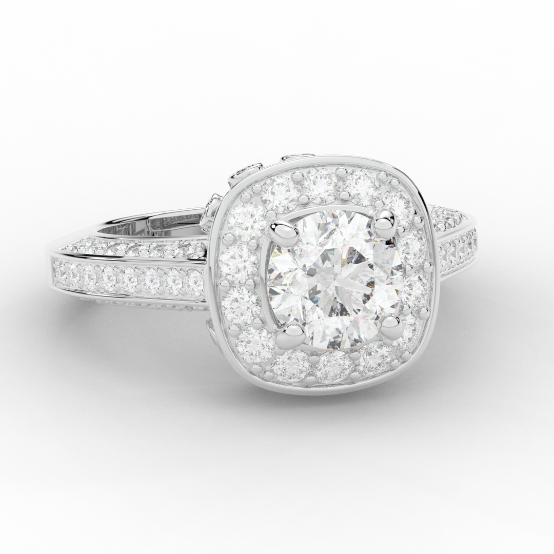 1.50CT.TW ROUND LAB DIAMOND HALO ENGAGEMENT RING - Nazarelle