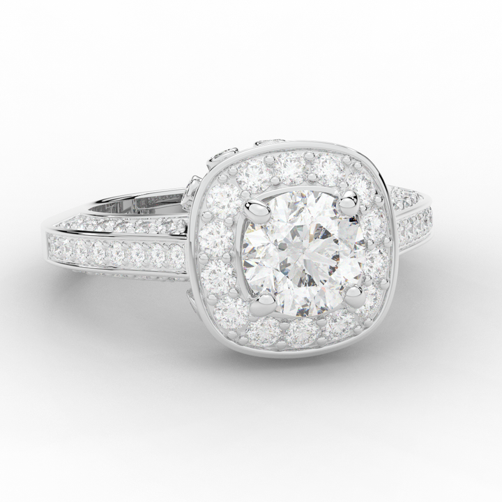 1.50CT.TW ROUND LAB DIAMOND HALO ENGAGEMENT RING - Nazarelle
