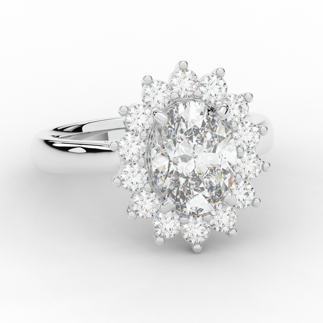 2.65CT.TW OVAL LAB DIAMOND HALO ENGAGEMENT RING - Nazarelle